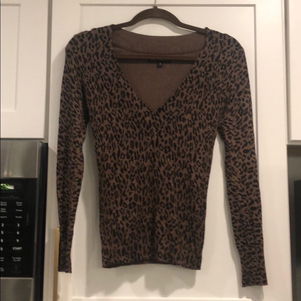 Express Leopard V-neck Lightweight Sweater